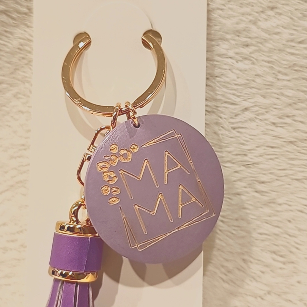 Personalized Purple “MAMA” Tassel Bag Charm & Keychain 💜✨ — “Lavender Love” - Picture 3 of 4